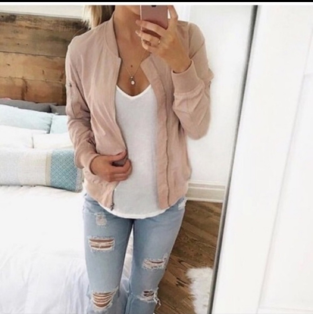 Light Pink Zara Bomber Jacket